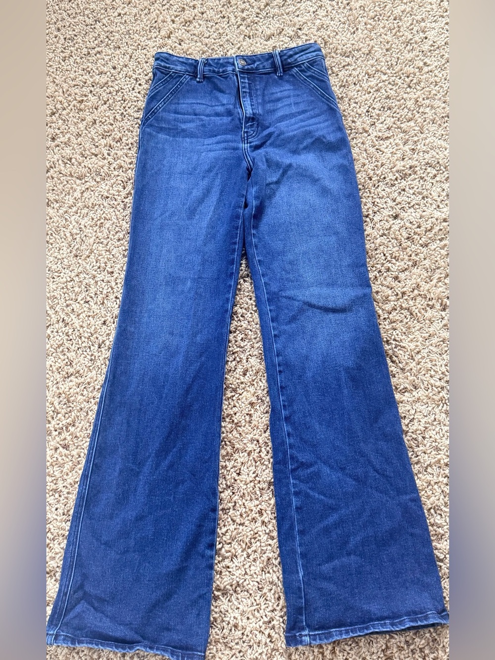 KanCan Wide Leg Trouser Jeans Dark Wash Size 9/28 Stretch Denim